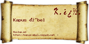 Kapus Ábel névjegykártya