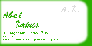 abel kapus business card